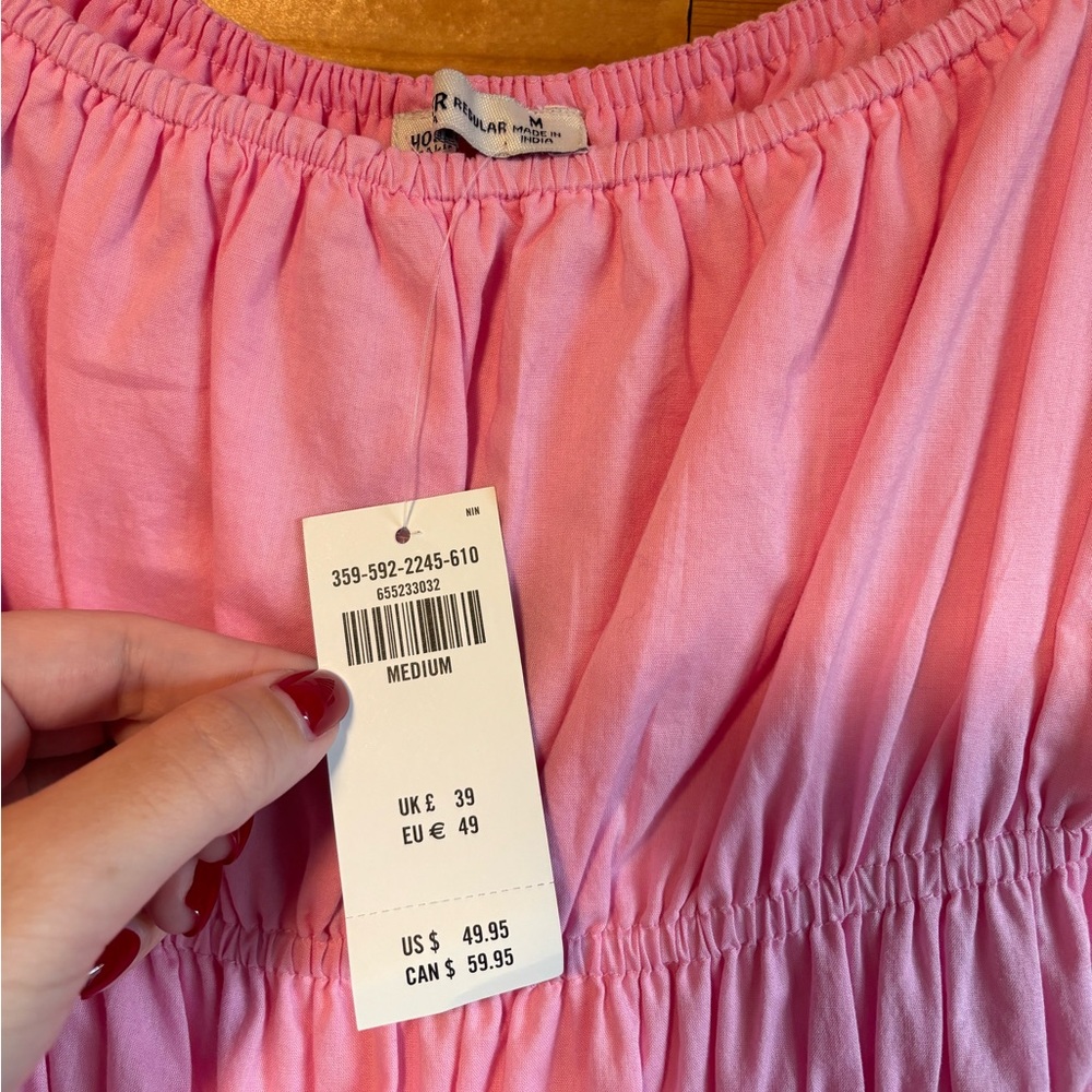 New, Hollister Puff Sleeve Pink Dress - Picture 12 of 12